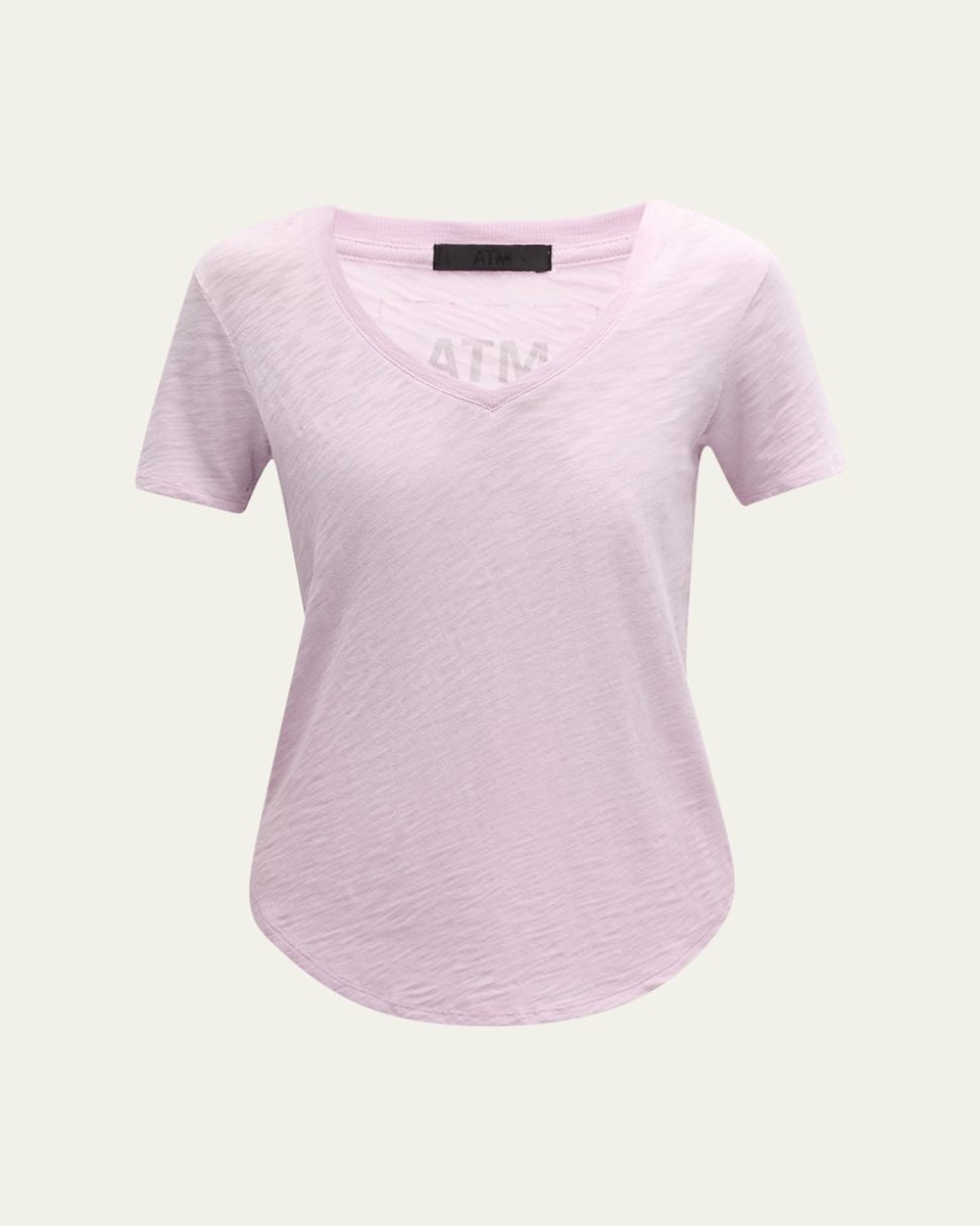 Short-Sleeve V-Neck Slub Jersey T